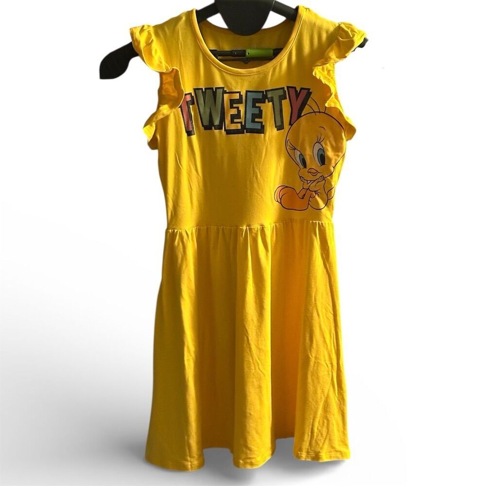 Looney Tunes Tweety Bird Girls' Yellow Dress Size L (10/12) Casual Fun